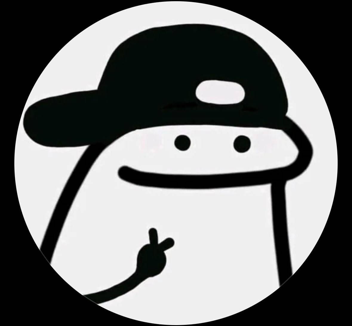 Black Profile Picture of Funny Character with Cap