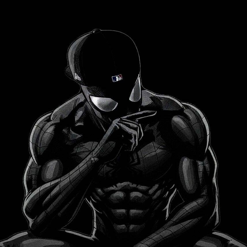 Black Profile Picture of Spider-Man in Silhouette