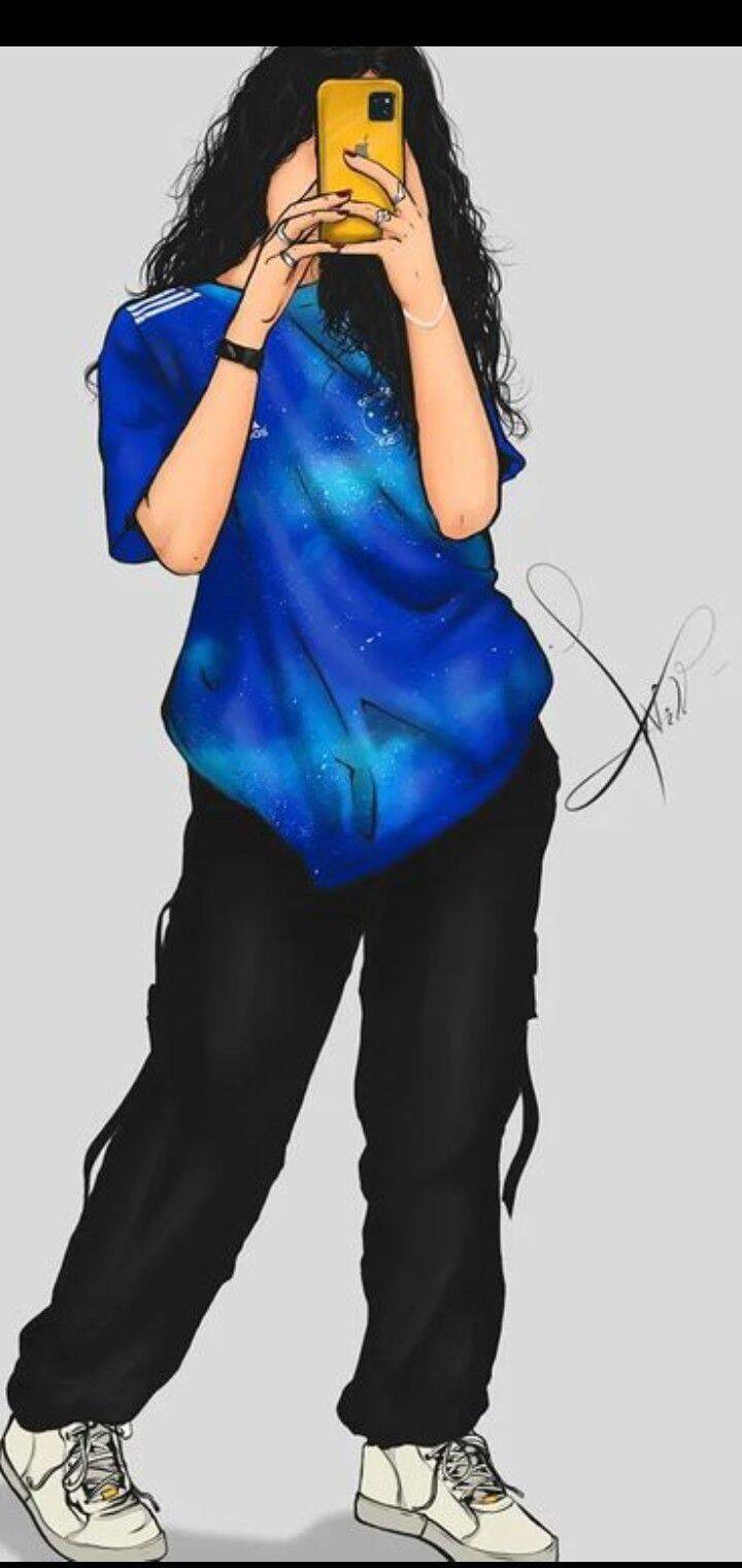 Blue T-Shirt and Phone pfp Profile Picture for Instagram Girl​
