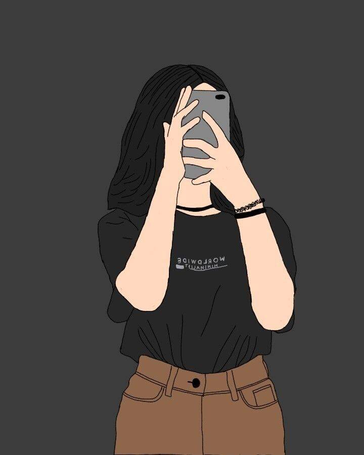 Casual Girl​ pfp Profile Picture with Smartphone