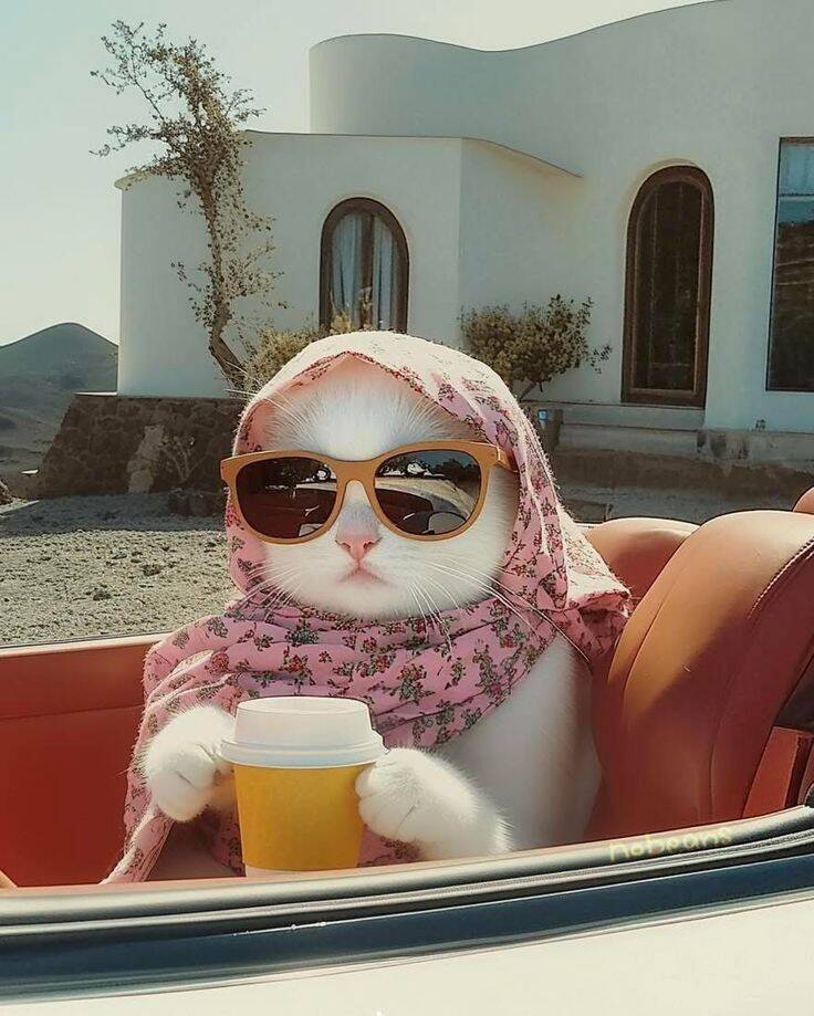 Funny Cat Pfp Profile Picture with Glasses and Coffee