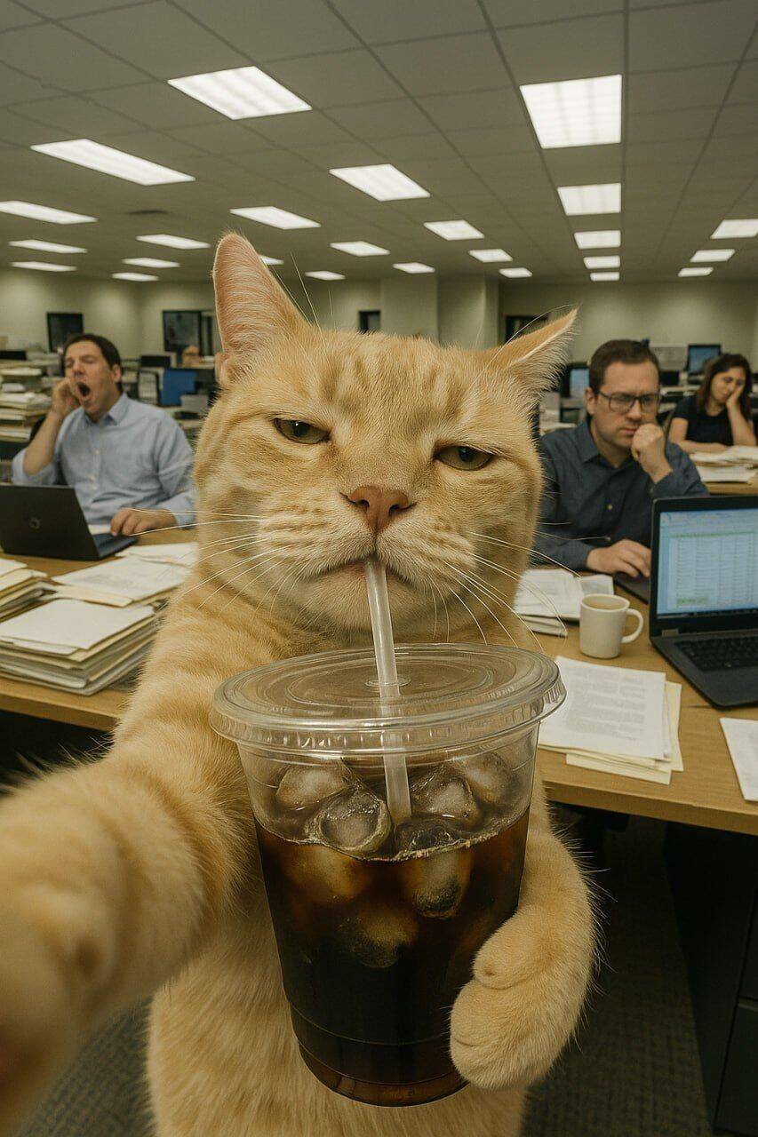 Funny Cat Pfp Profile Picture with Cold Drink