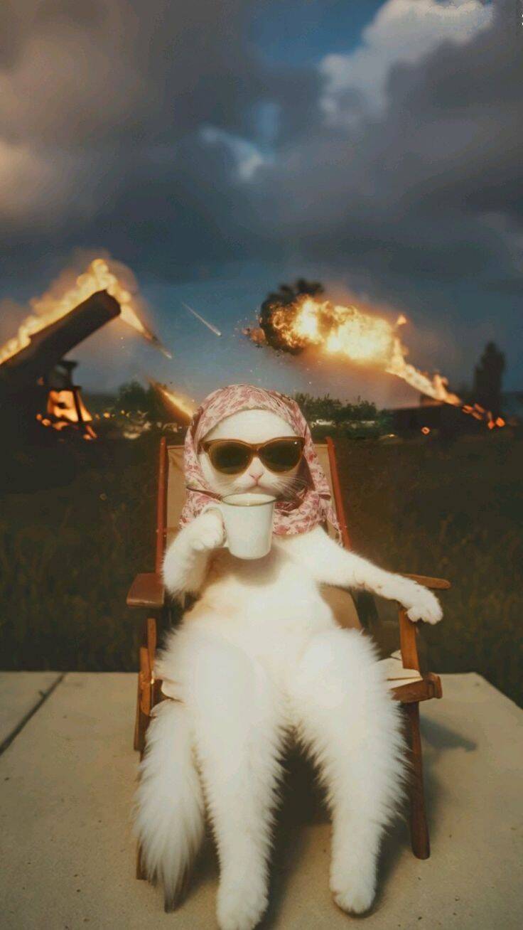 Funny pfp Profile Picture of Cat Relaxing with Coffee