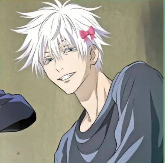 Anime pfp Profile Picture Character with White Hair and Bow