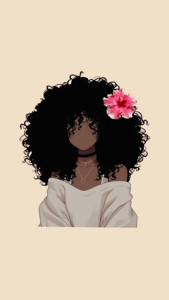 Girl​ pfp Profile Picture with Curly Hair and Pink Flower
