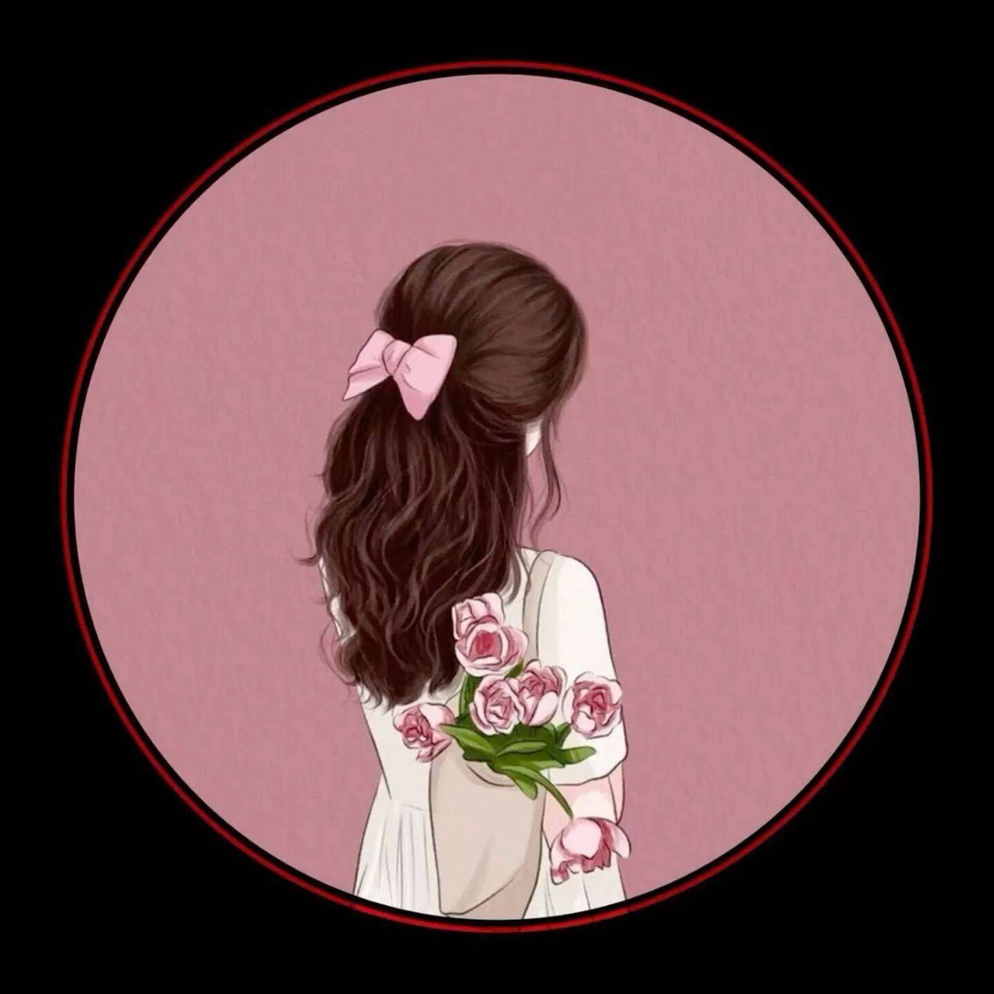 Cute and Adorable Woman Pfp Profile Picture with Bow and Flowers