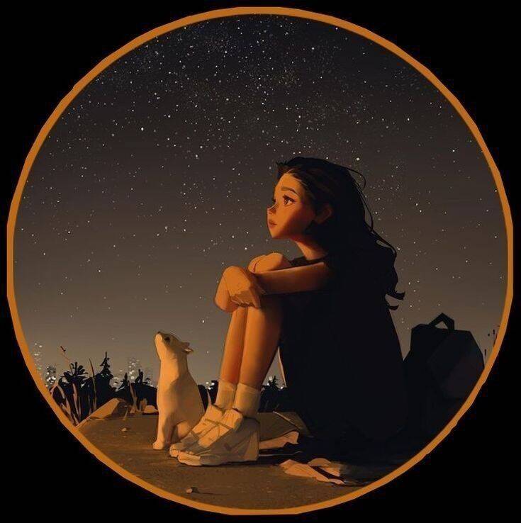 Beautiful and Cute Dreamy Girl Pfp Profile Picture under the Stars