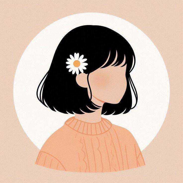 Beautiful and Cute Woman Pfp Profile Picture with Flower in Hair in Aesthetic Style