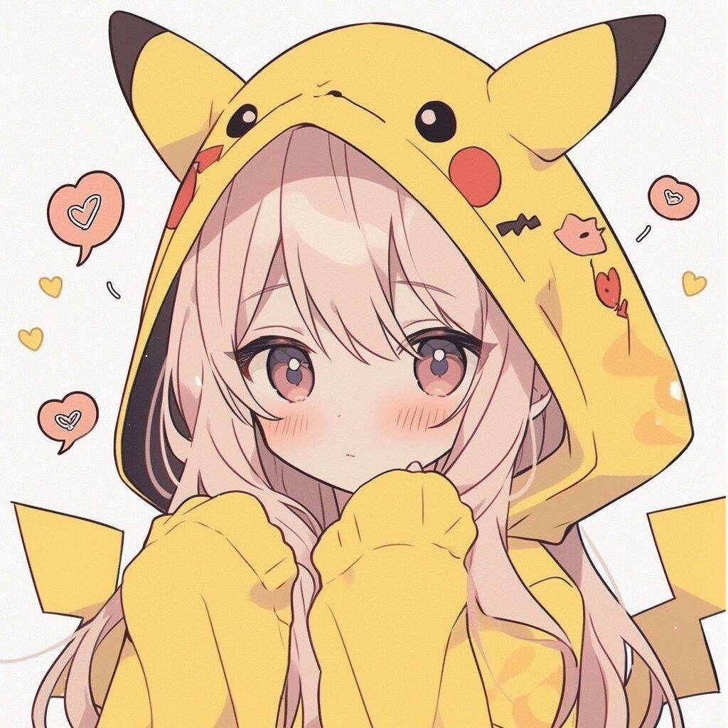 Cute Anime pfp Profile Picture with Pikachu Hoodie