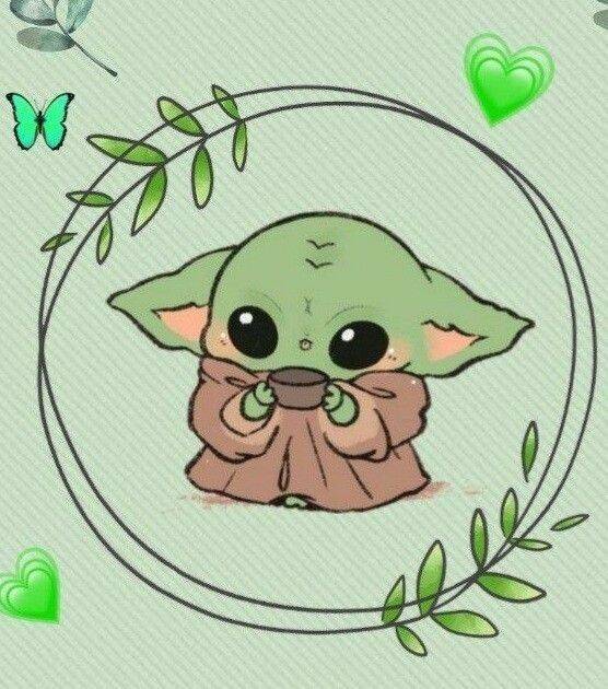 Pretty and Cute Pfp Profile Picture of Baby Yoda with Mug