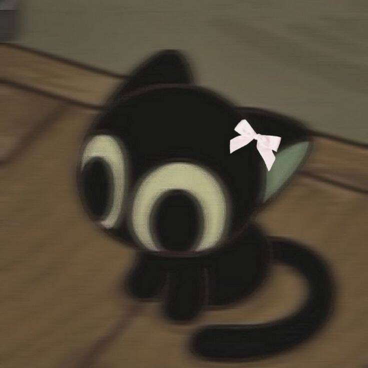 Cute and Adorable Pfp Profile Picture of Black Cat with Pink Bow