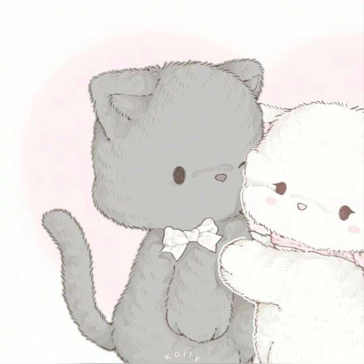 Cute Cat and Bear pfp Profile Picture for Matching Couple