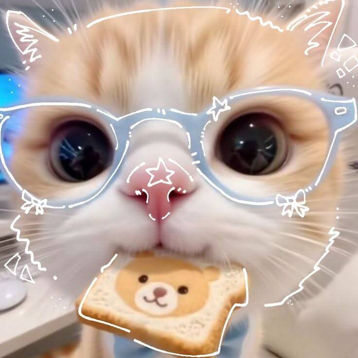 Cute Cat pfp Profile Picture with Glasses and Cookie