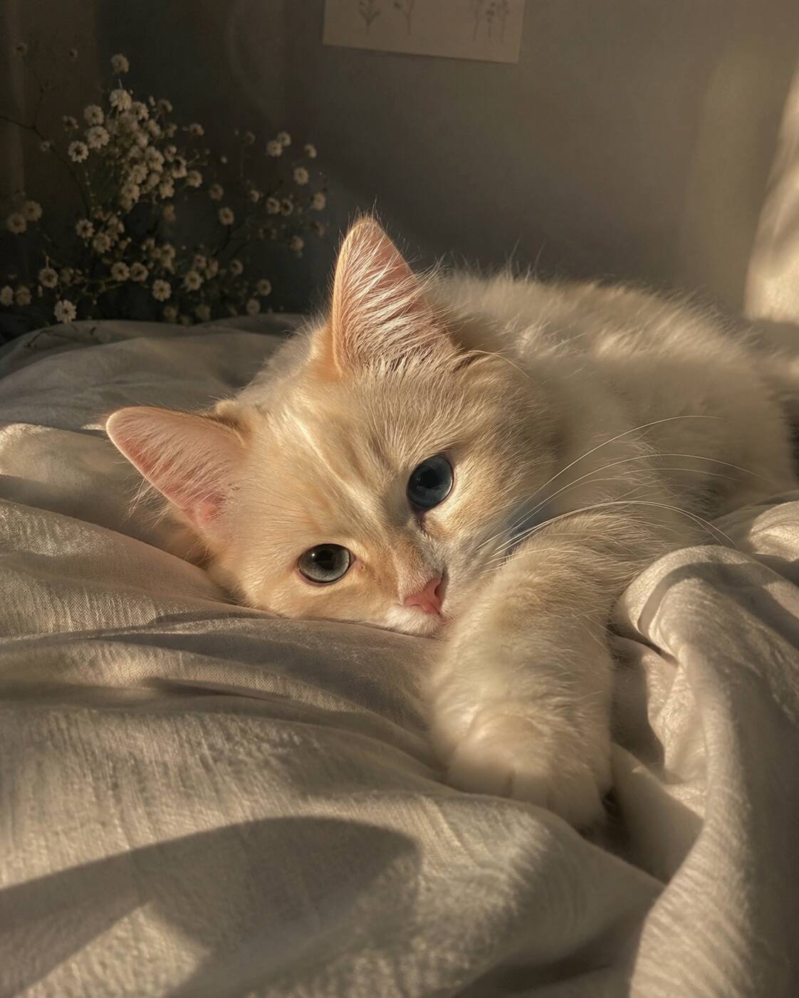 Cute Cat pfp Profile Picture Relaxing with Blue Eyes