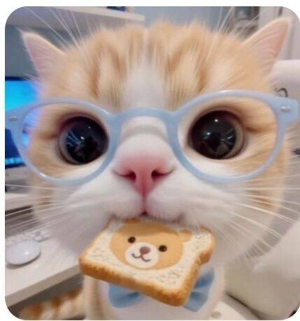 Cute Cat pfp Profile Picture with Glasses and Cookie