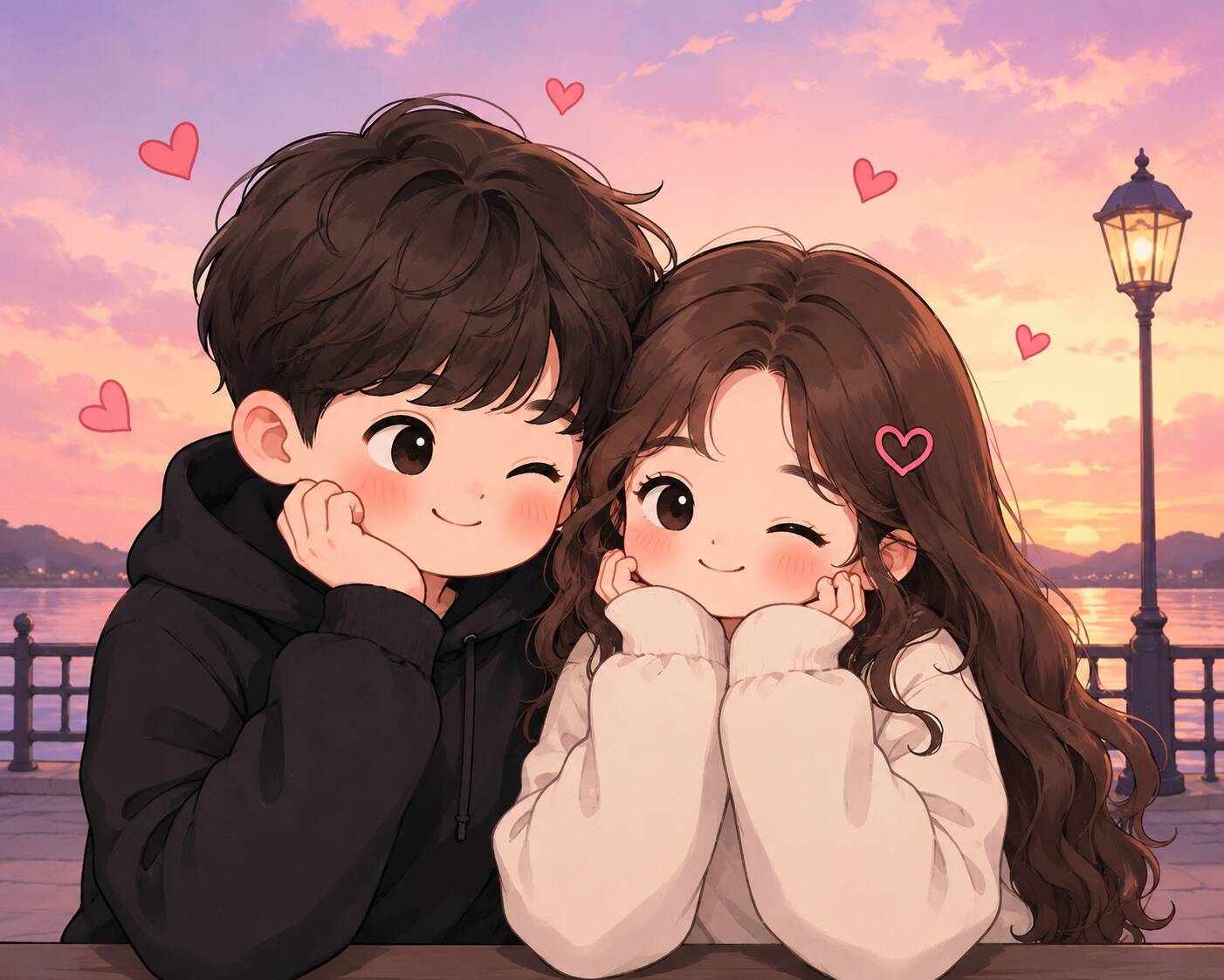 Cute Couple at Sunset Matching pfp Profile Picture