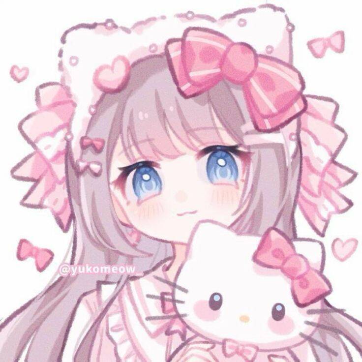 Cute Hello Kitty pfp Profile Picture with Bows and Big Eyes