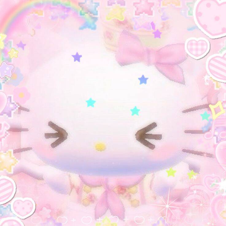Cute Hello Kitty pfp Profile Picture with Colorful Stars