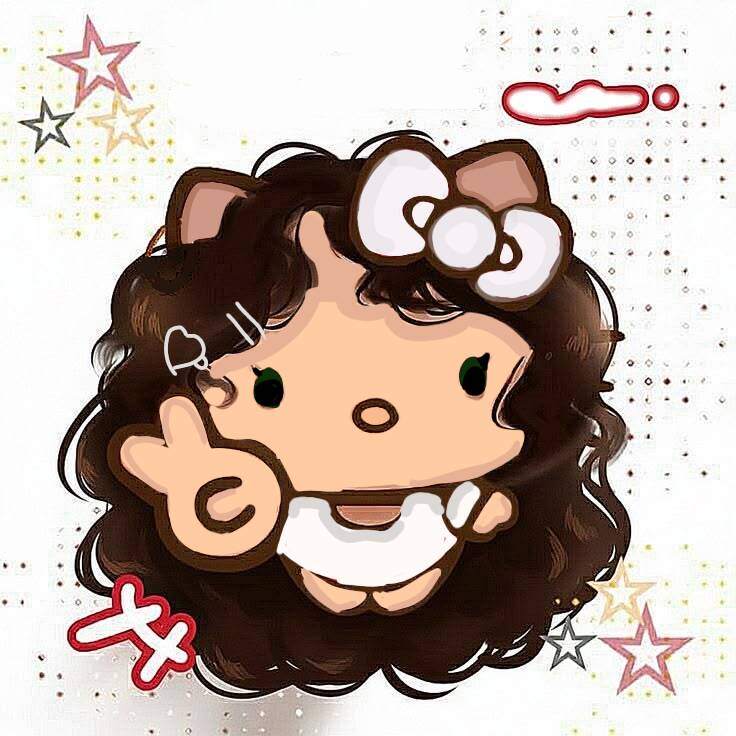Cute Hello Kitty pfp Profile Picture with Curly Hair and Bow