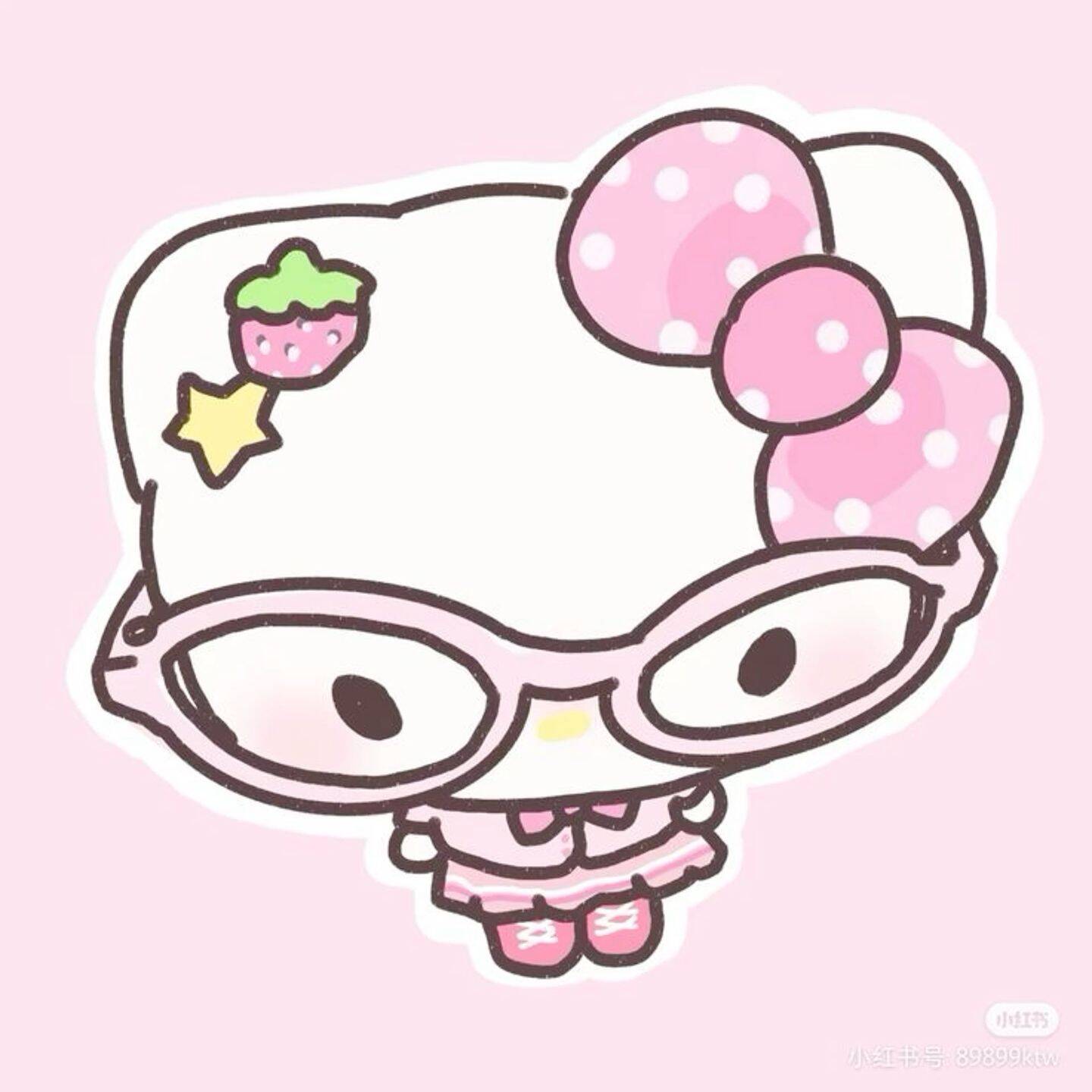 Cute Hello Kitty pfp Profile Picture with Glasses and Pink Bow