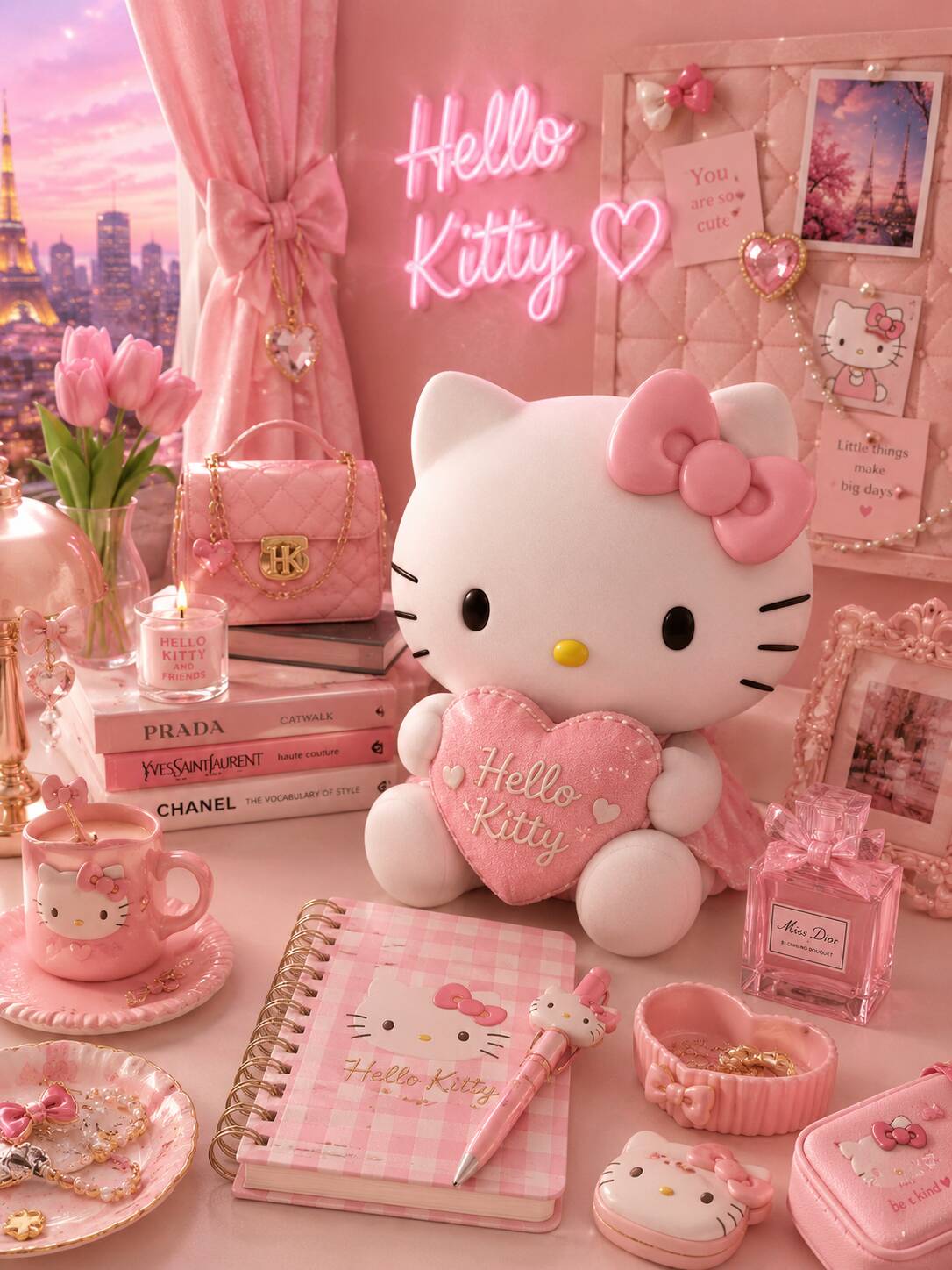 Cute Hello Kitty pfp Profile Picture with Pink Heart