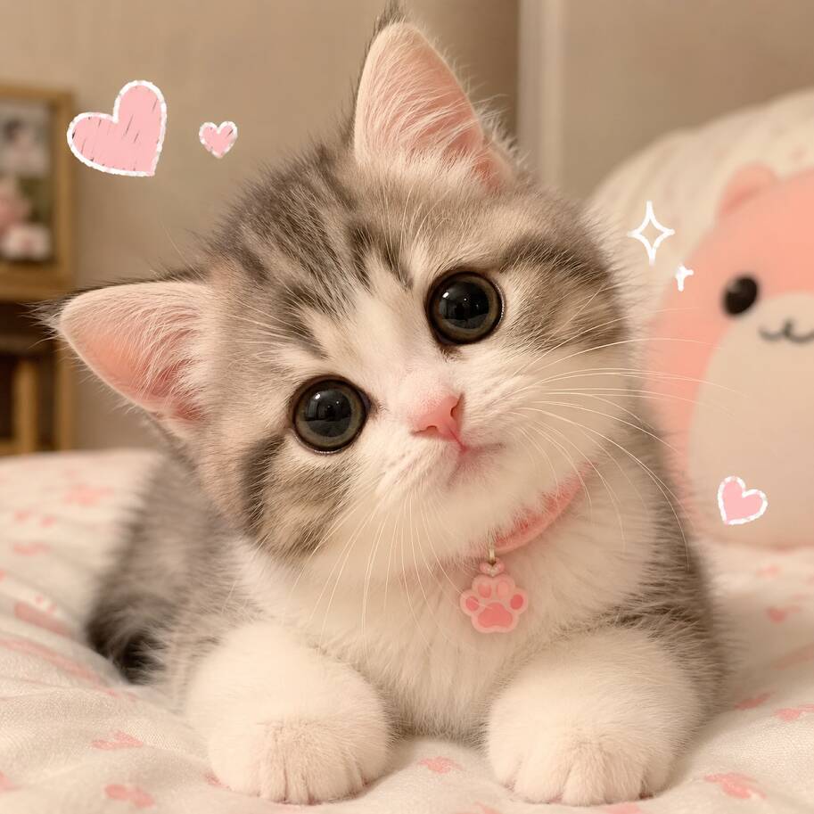 Cute Kitten pfp Profile Picture with Big Eyes and Heart
