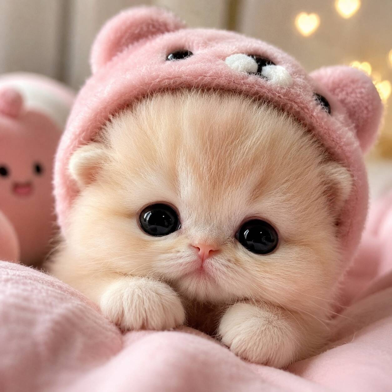 Cute Kitten pfp Profile Picture with Bear Beanie