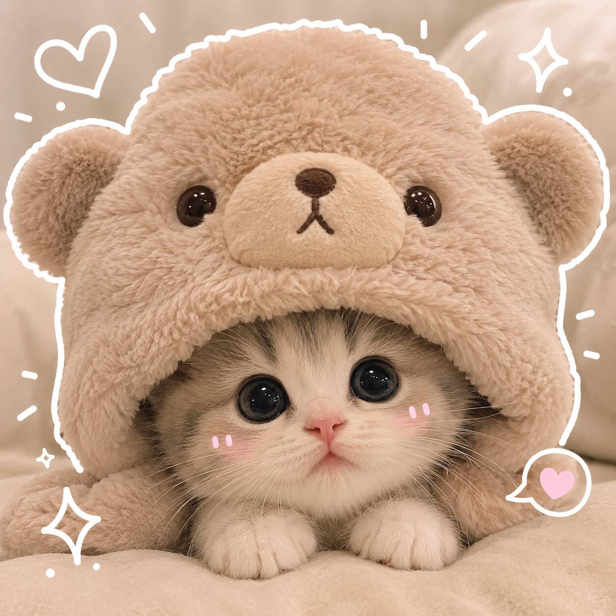 Cute Kitten pfp Profile Picture with Bear Hat