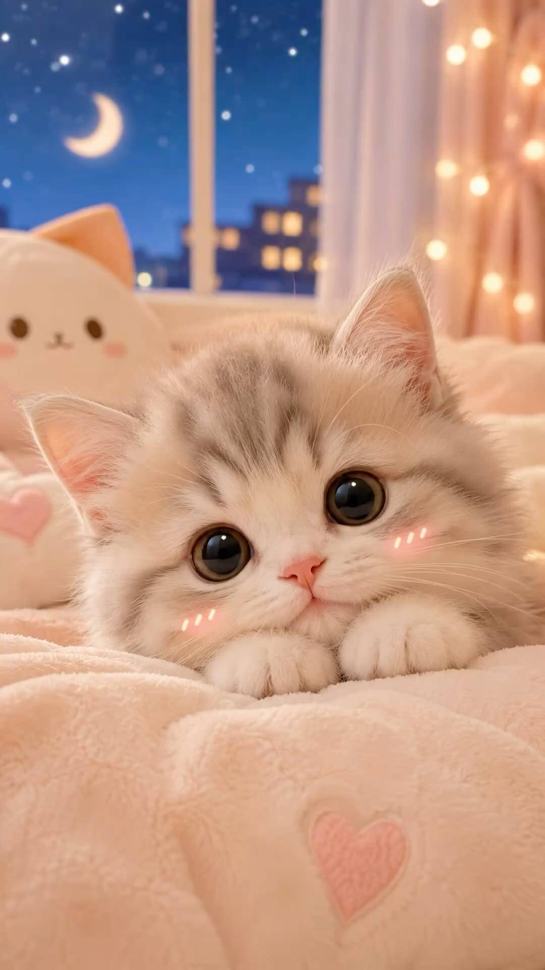 Cute Kitten pfp Profile Picture with Big Eyes and Aesthetic Background