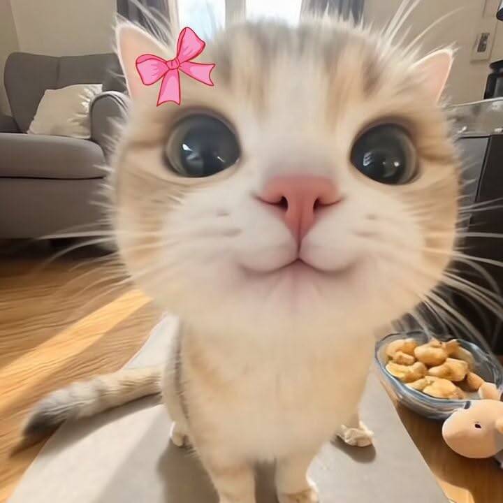 Cute Kitten pfp Profile Picture with Big Eyes and Pink Bow