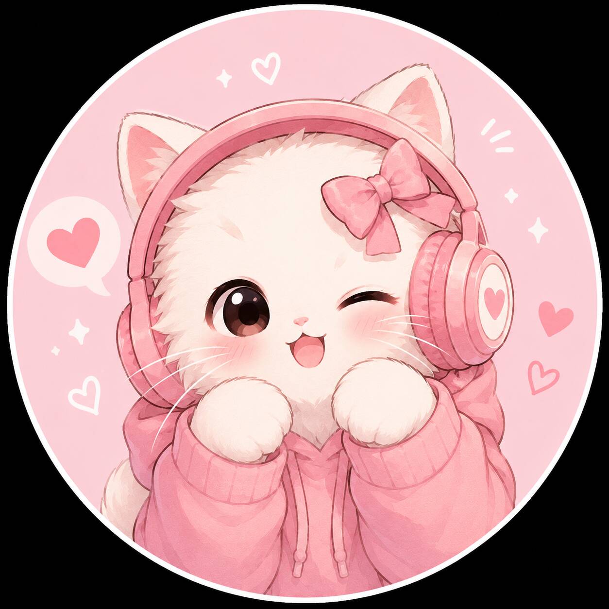 Cute Kitten pfp Profile Picture with Pink Headphones