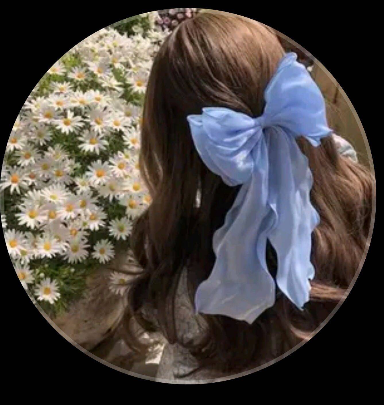 Cute and Adorable Pfp Profile Picture with Blue Bow and Flowers