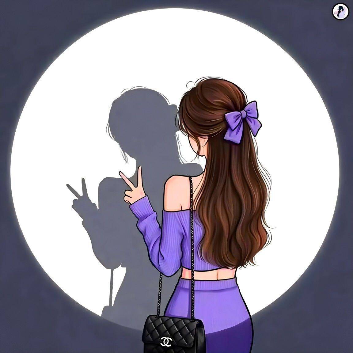 Cute and Adorable Woman Pfp Profile Picture with Bow and Aesthetic Shadow