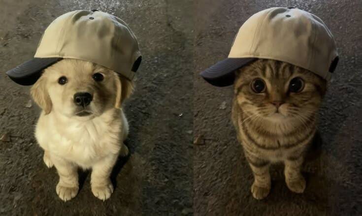 Dog and Cat with Cap pfp Profile Picture for Matching Couple