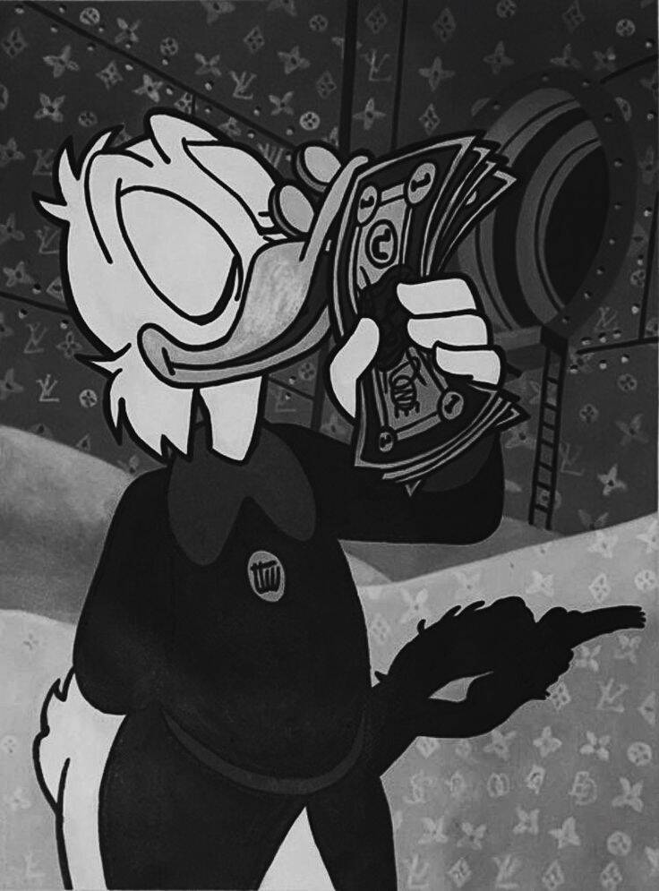 Black Profile of Donald Duck Contemplating Money pfp Profile Picture