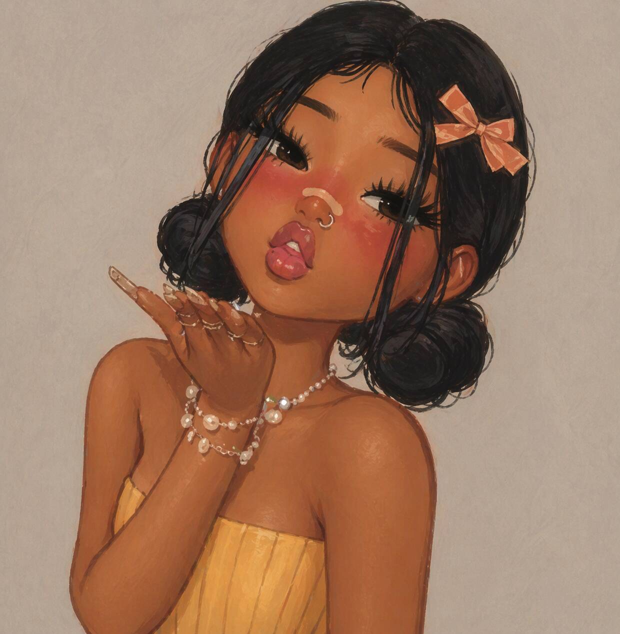 Girl Drawing Style pfp Profile Picture with Bow
