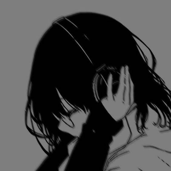 Emo pfp Profile Picture with Black Hair and Hand on Face