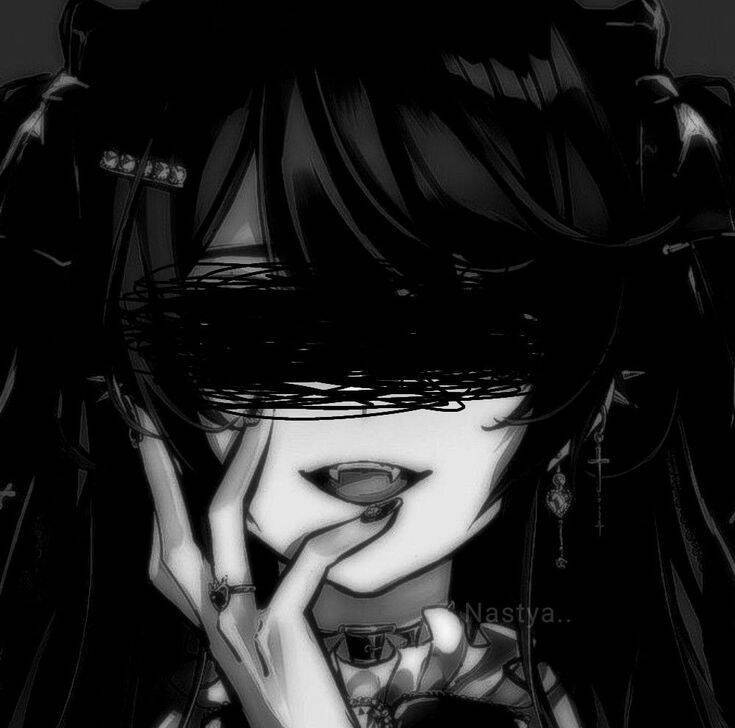 Emo pfp Profile Picture with Hidden Eyes and Mysterious Smile