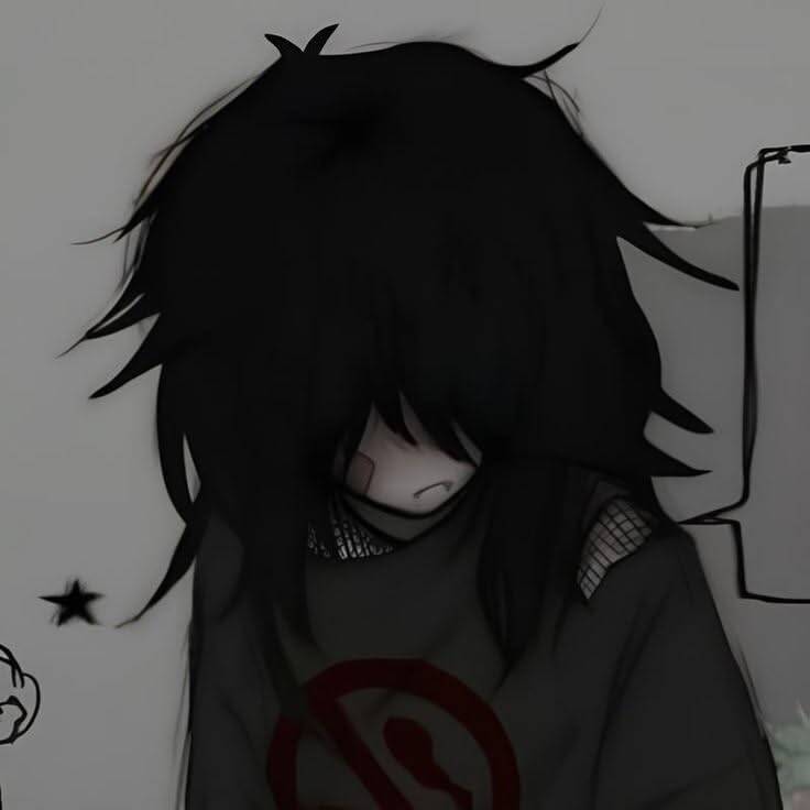 Emo pfp Profile Picture with Messy Hair and Sad Look