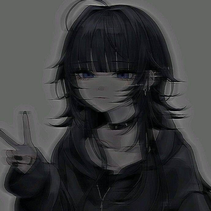 Emo pfp Profile Picture with Black Hair and Blue Eyes