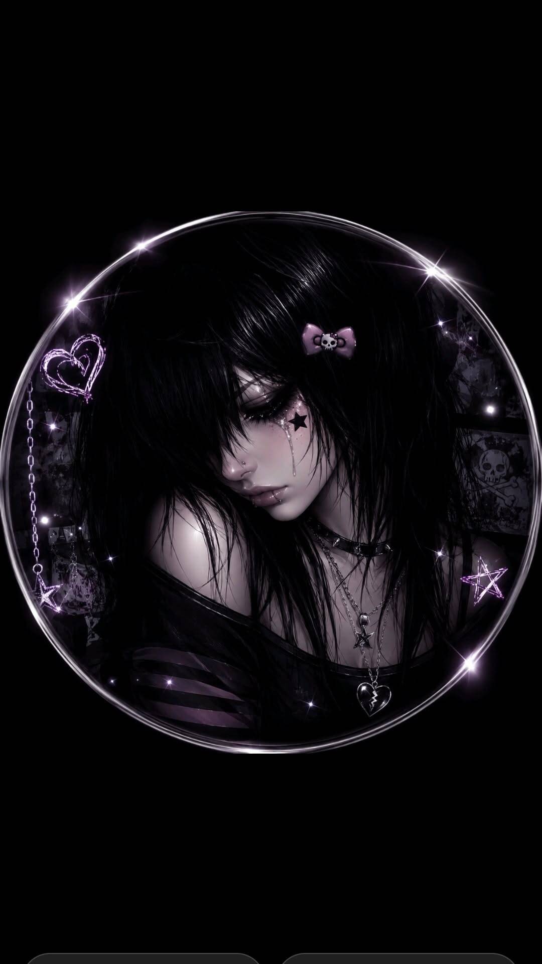 Emo pfp Profile Picture with Black Hair and Dark Style