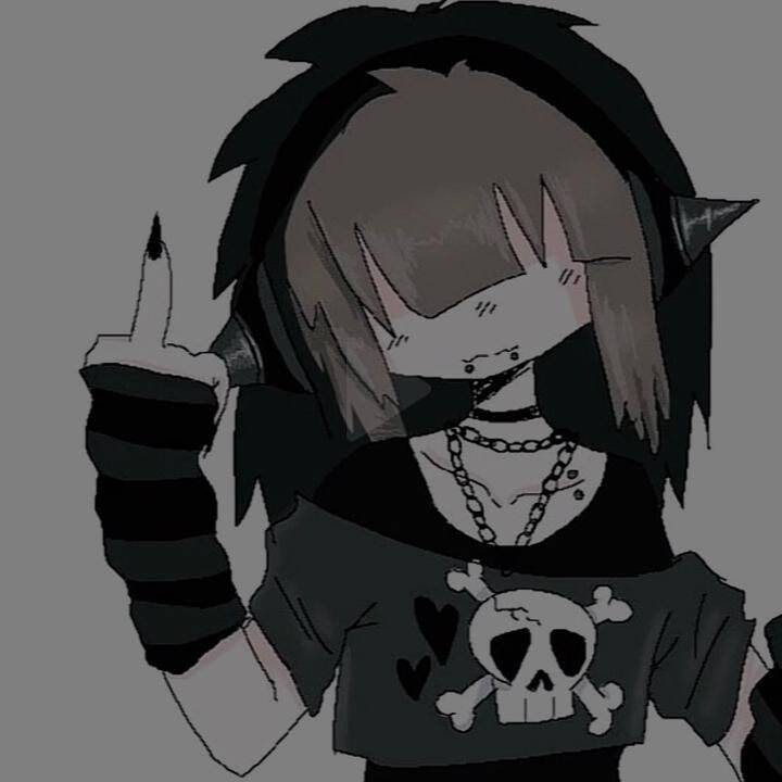 Emo pfp Profile Picture with Dark Hair and Punk Style
