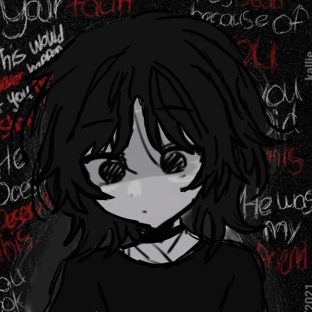 Emo pfp Profile Picture with Messy Hair and Sad Eyes