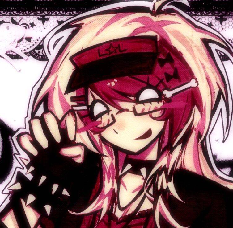 Emo pfp Profile Picture with Pink Hair and Glasses