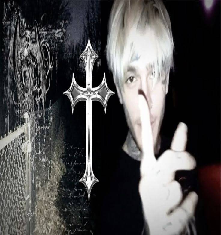 Emo pfp Profile Picture with Platinum Hair and Cross