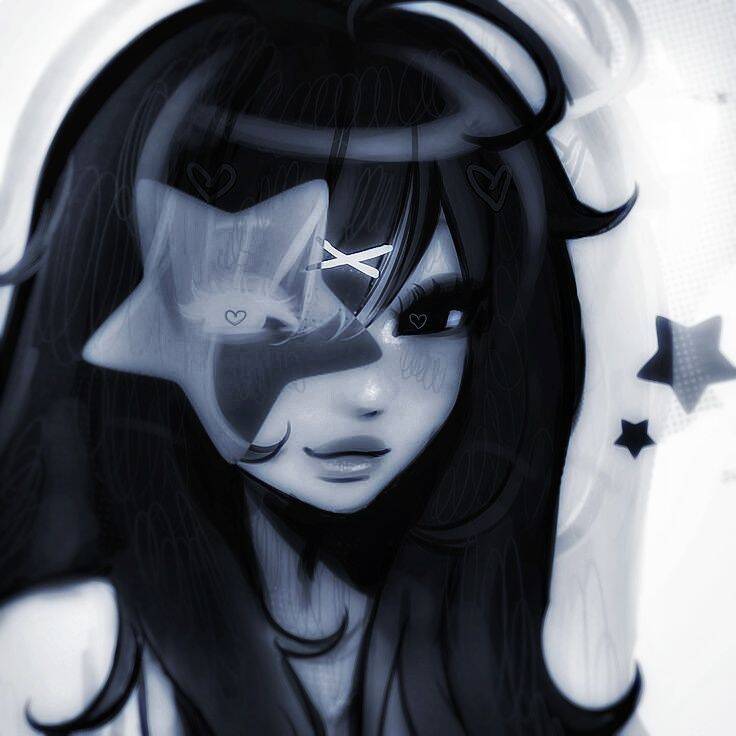 Emo pfp Profile Picture with Star and Long Hair
