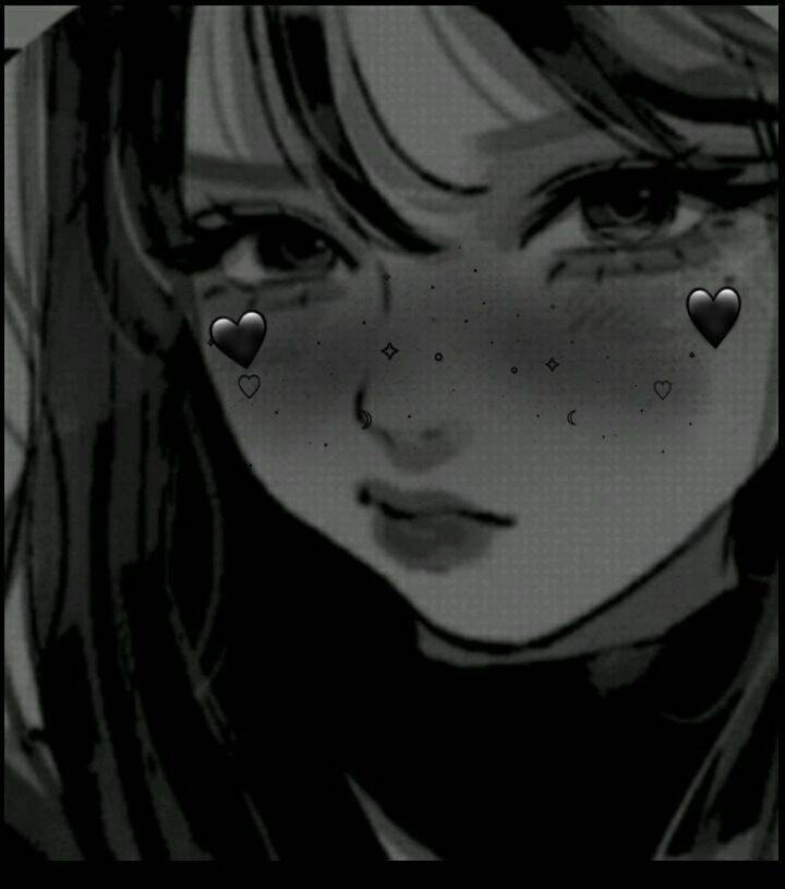 Girl​ pfp Profile Picture with Expressive Eyes and Black Heart