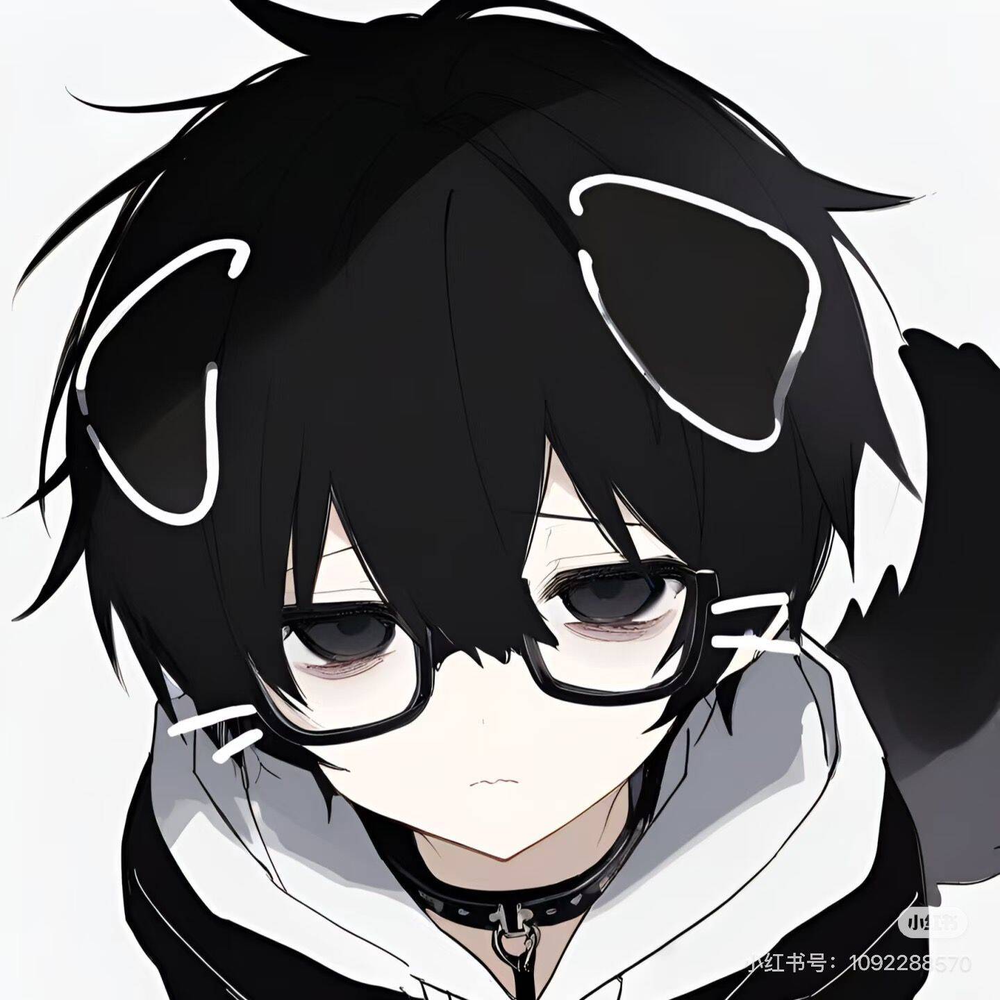 Femboy pfp Profile Picture with Cat Ears and Glasses