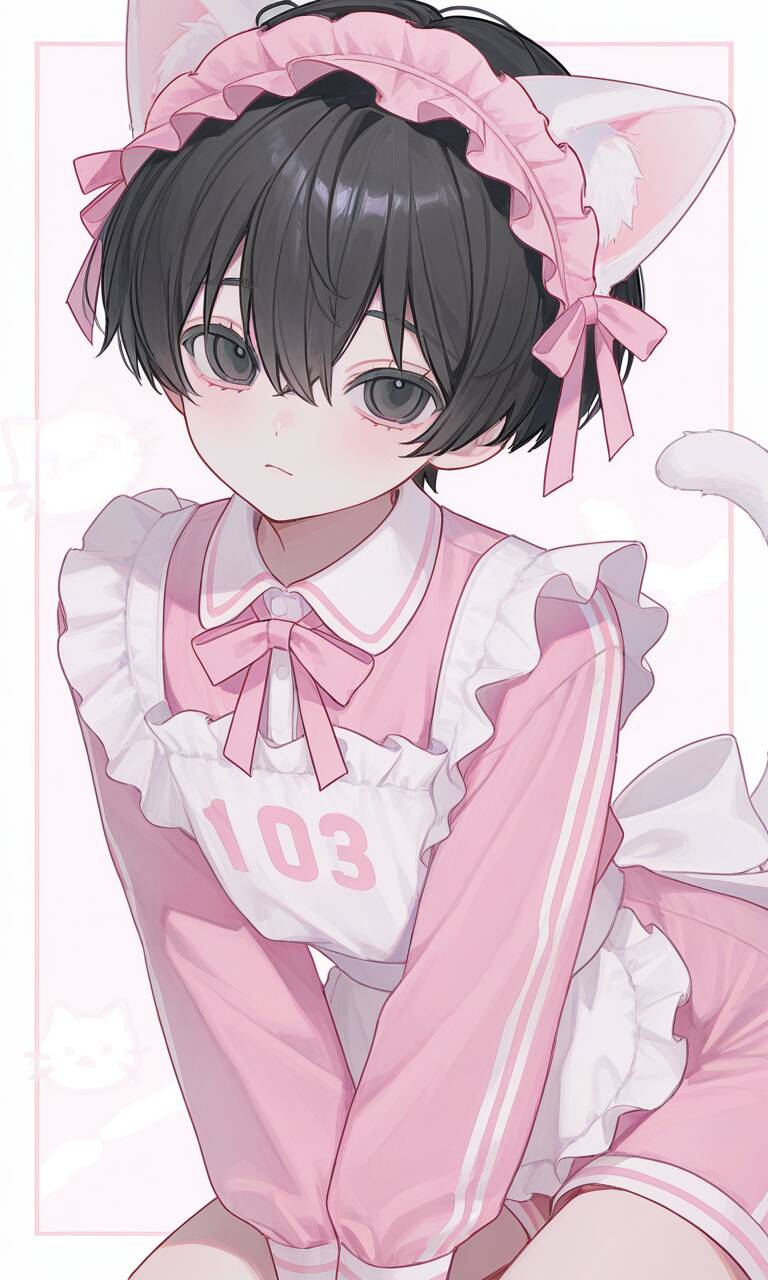 Femboy Pfp Profile Picture with Cat Ears and Pink Outfit
