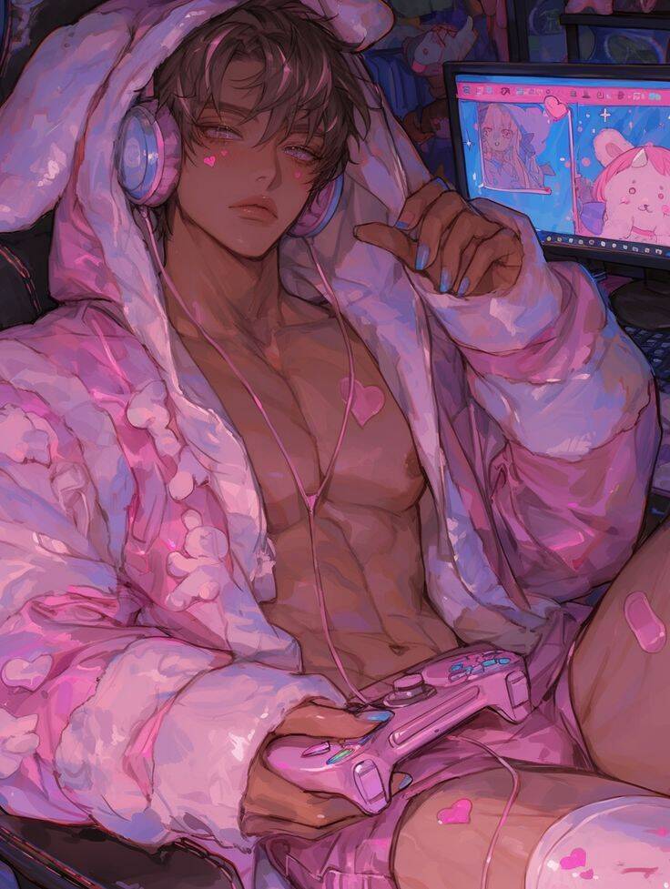 Femboy Pfp Profile Picture with Pink Bunny Outfit